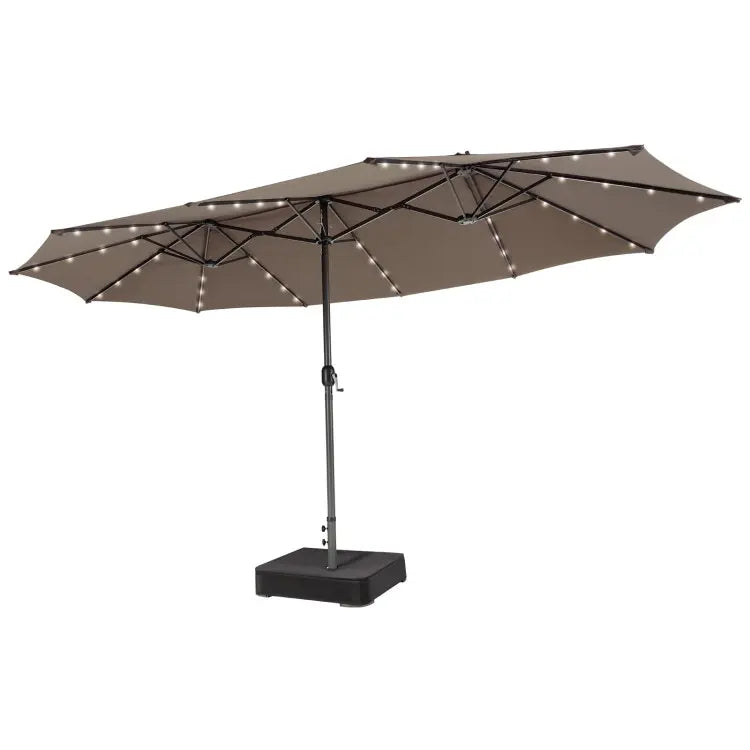 [Mother's Day Gift] COSTWAY 15/13Ft Solar Patio Umbrella with Base
