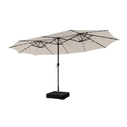 [Mother's Day Gift] COSTWAY 15/13Ft Solar Patio Umbrella with Base