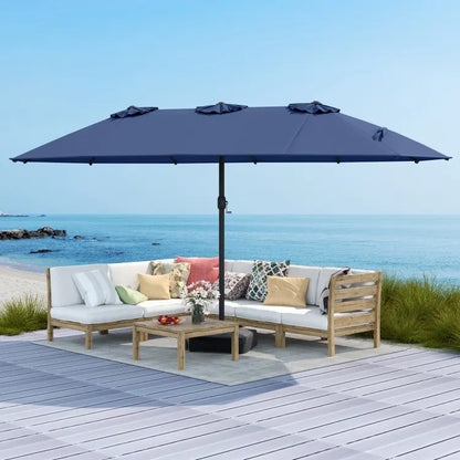[Mother's Day Gift] COSTWAY 15/13Ft Solar Patio Umbrella with Base