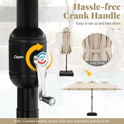 [Mother's Day Gift] COSTWAY 15/13Ft Solar Patio Umbrella with Base