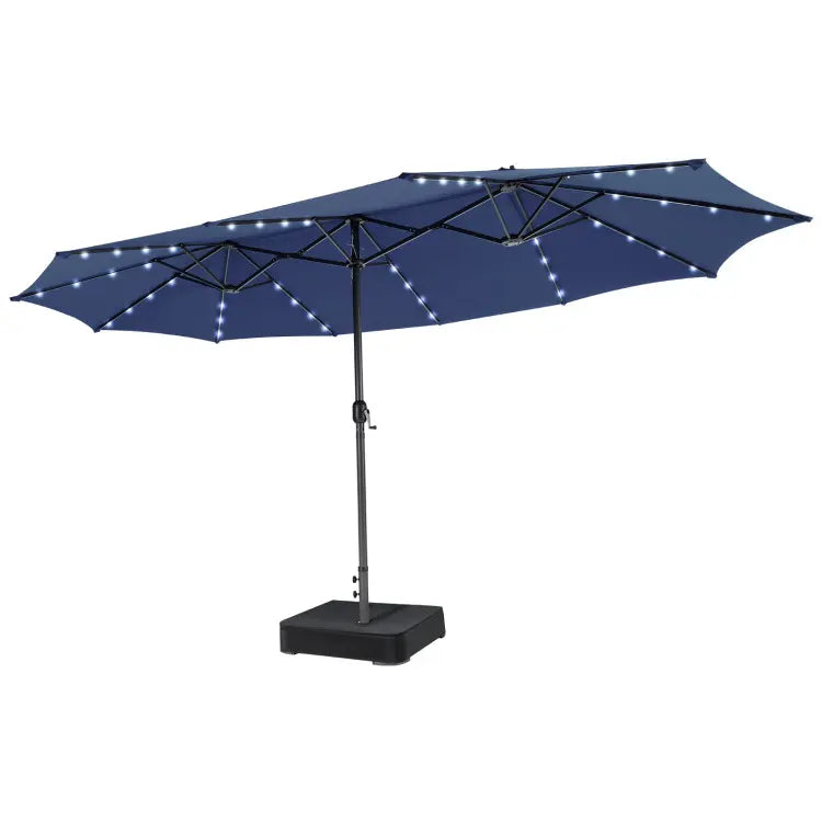 [Mother's Day Gift] COSTWAY 15/13Ft Solar Patio Umbrella with Base