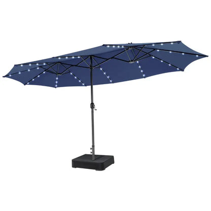 [Mother's Day Gift] COSTWAY 15/13Ft Solar Patio Umbrella with Base