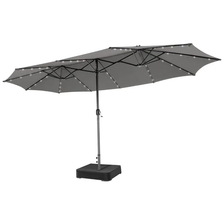 [Mother's Day Gift] COSTWAY 15/13Ft Solar Patio Umbrella with Base