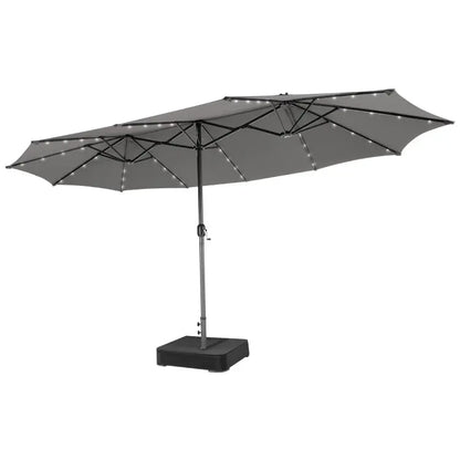 [Mother's Day Gift] COSTWAY 15/13Ft Solar Patio Umbrella with Base