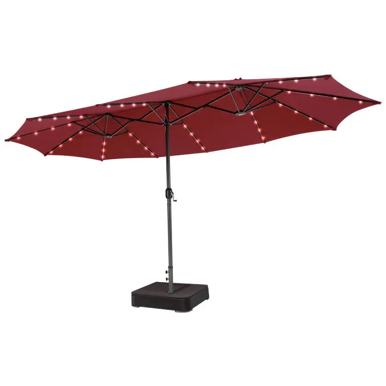 [Mother's Day Gift] COSTWAY 15/13Ft Solar Patio Umbrella with Base
