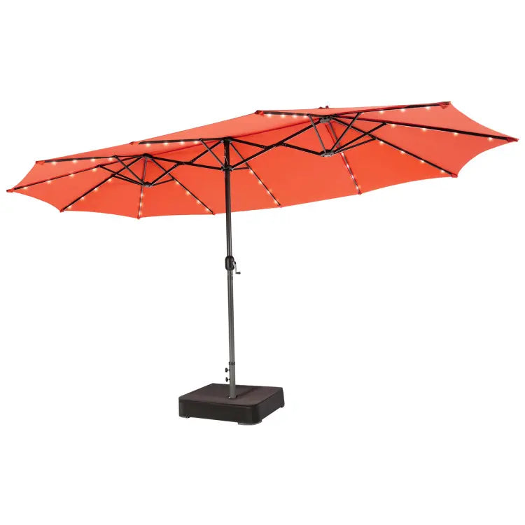 [Mother's Day Gift] COSTWAY 15/13Ft Solar Patio Umbrella with Base